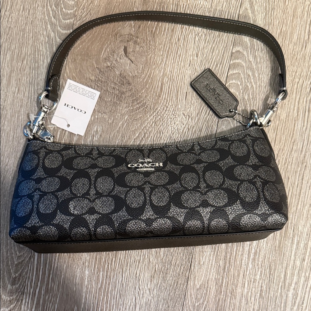 Charlotte Shoulder Bag In Signature Canvas Black/Grey